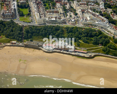 Scarborough South Beach and Spa from the air, North Yorkshire, Northern England UK Stock Photo