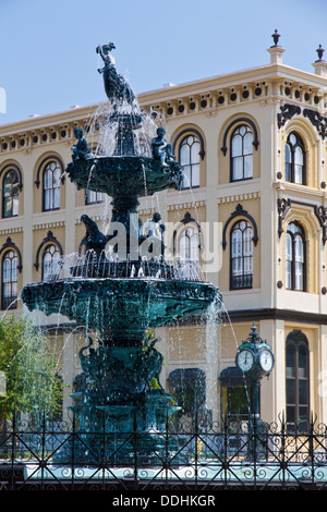 Water fountain in front of the Montgomery County Court square Stock Photo