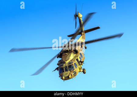 Israeli Air Force (IAF) helicopter, Sikorsky UH-60 Blackhawk (Yanshuf) in flight  Stock Photo