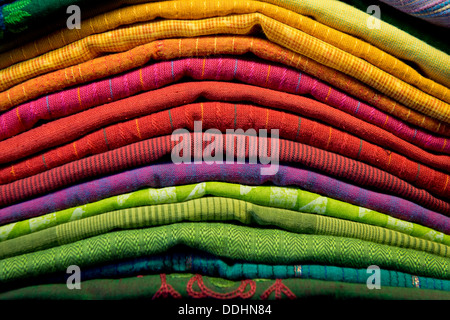 Stacked colourful towels Stock Photo