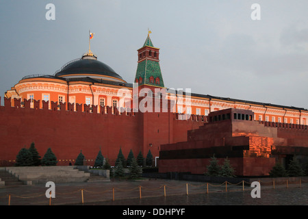 Kremlin, Senate Tower and Lenin's Mausoleum, Red Square or Krasnaya Ploshchad Stock Photo