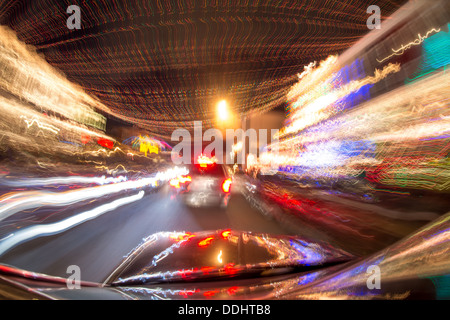 Holiday traffic in Maryland on 34th street lights in Hampden, Baltimore Stock Photo