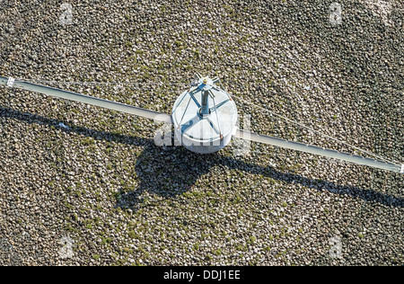 Aerial view of sewage treatment plant in UK Stock Photo