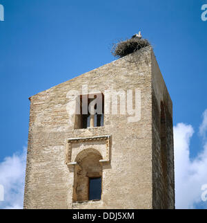 Stork Nest On Top Of A Belltower In Avila Castilla Y Stork Nest On Top Of A Belltower In Avila Castilla Y