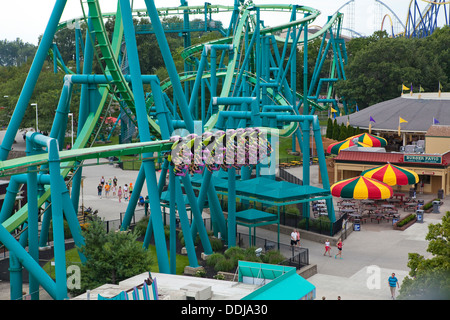 The Raptor roller coaster is pictured in Cedar Point amusement park in Sandusky, Ohio Stock Photo