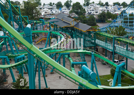 The Raptor roller coaster is pictured in Cedar Point amusement park in Sandusky, Ohio Stock Photo