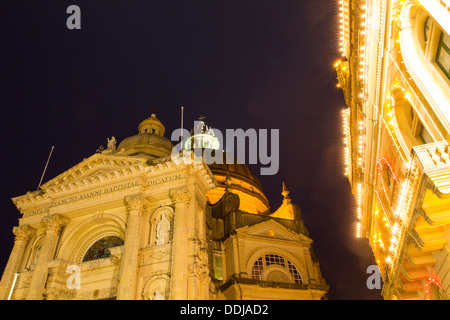 Night in Xewkija Rotunda church, Gozo island, Malta. Stock Photo