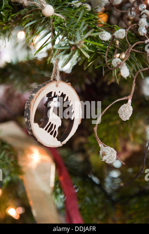 Detail of wooden Christmas decorations Stock Photo