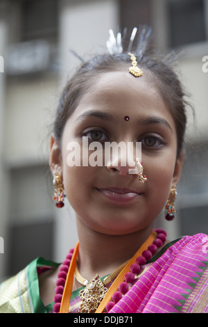 2013, New York City: Indian Americans come out to celebrate at the India Independence Day Parade along Madison Ave. Stock Photo