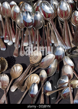 Flea Market in Gloucester Green, central Oxford- antique cutlery 2 Stock Photo