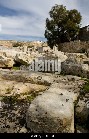 Ruins in Tarxien Temples, Malta. Stock Photo