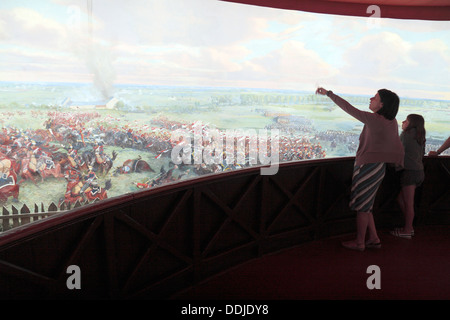 The amazing Panorama canvas painting by Louis Dumoulin in the Panorama building, Waterloo battlefield, Belgium. Stock Photo