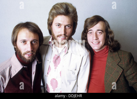 BEE GEES pop group about 1971. From left: Maurice, Barry and Robin Gibb Stock Photo