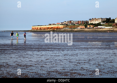 Hunstanton beach, Norfolk at low tide, England UK English seaside holiday resort town towns resorts, The Wash coast coastal Stock Photo