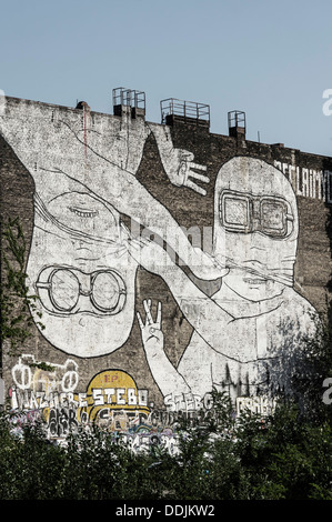 Mural on firewall in Kreuzberg by italian artist Blu , Berlin, Germany Stock Photo