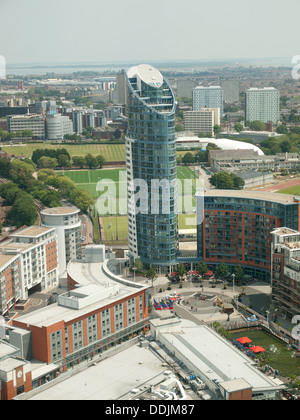 View from the Spinnaker Tower Portsmouth Hampshire England UK looking down on Gunwharf Quays Shopping Centre Stock Photo