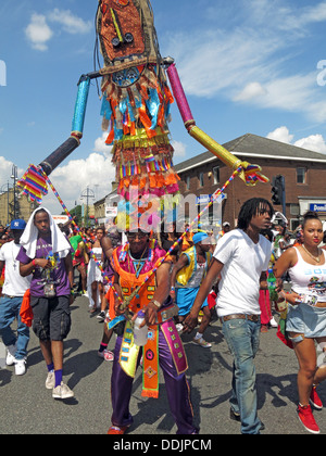 Costumed dancers from Huddersfield Carnival 2013, African Caribbean parade, street party, food, music, dance Stock Photo