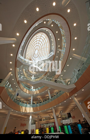 Wide angle view of the interior of the new Liverpool central library Merseyside England UK Stock Photo