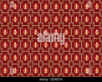 seamless vintage pattern with royal lilies Stock Photo