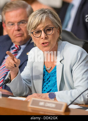 Washington DC, USA. 03rd Sep, 2013.United States Senator Barbara Boxer (Democrat of California) questions the witnesses during the U.S. Senate Foreign Relations Committee hearing on Authorization of Use of Force. © dpa picture alliance/Alamy Live News Stock Photo