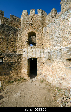 Walls of the Venetian castle Frangokastello near Chora Sfakion in the prefecture of Chania - Crete, Greece Stock Photo