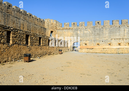 Walls of the Venetian castle Frangokastello near Chora Sfakion in the prefecture of Chania - Crete, Greece Stock Photo