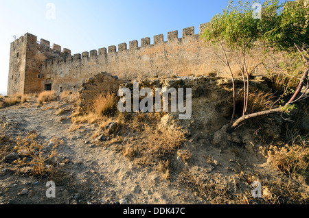 Walls of the Venetian castle Frangokastello near Chora Sfakion in the prefecture of Chania - Crete, Greece Stock Photo