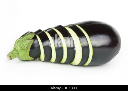 fresh Eggplants vegetables on white Stock Photo