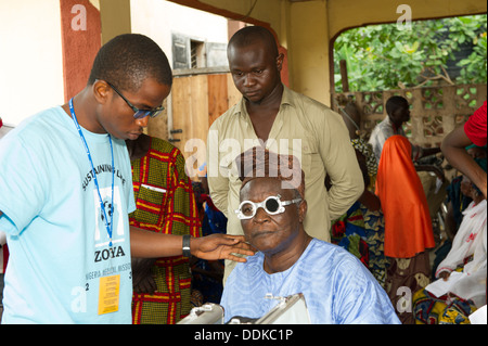 Optometry area of a medical clinic in Otutulu, Nigeria Stock Photo