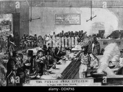 The north west public soup kitchen, Marylebone Road, London, 1858. Artist: C Wragg Stock Photo