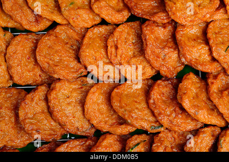 fried fish patty on table at Thai native market Stock Photo