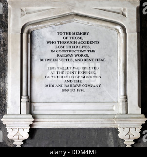 Memorial to the workmen who died building Blea tunnel and the Ribblehead viaduct, Chapel Le Dale, Yorkshire, England Stock Photo