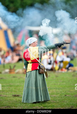 The 'Berkeley Skirmish' medieval reenactments at Berkeley Castle near Gloucester where the 500th anniversary of the battle of Fl Stock Photo