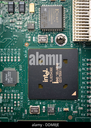 Made in Japan , Intel Microchip Flash Memory Circuit Board Stock Photo