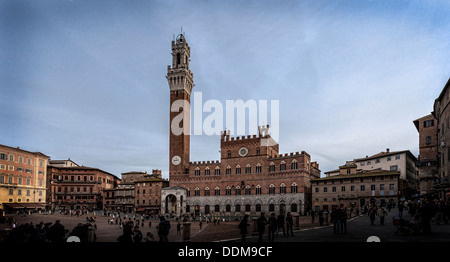 Piazza del Campo with Palazzo Pubblico in Siena, Italy Stock Photo