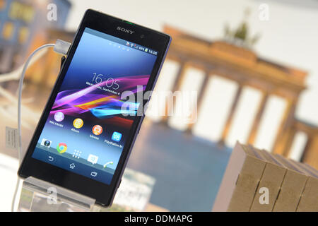 Berlin, Germany. 4th Sep, 2013. The new smartphone Sony Z 1 is presented at the open day for the press at the international radio exhibition (IFA) in Berlin, Germany, 4 September 2013. The IFA takes place between 6 and 11 September 2013. Photo: Rainer Jensen/dpa/Alamy Live News Stock Photo