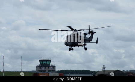 Royal Navy Army AgustaWestland future Lynx Wildcat AW159 helicopter hovering airshow armed forces day zz405 Stock Photo