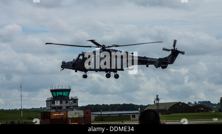 Royal Navy Army AgustaWestland future Lynx Wildcat AW159 helicopter hovering airshow armed forces day zz405 Stock Photo