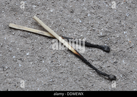 Burnt matches the ashes after the fire Stock Photo