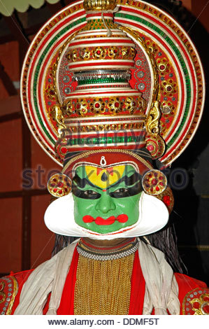 Traditional Kathakali performer with green make-up known as a pacha ...