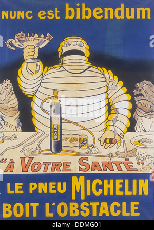 Poster with Mr Bibendum advertising Michelin tyres. Artist: Unknown Stock Photo