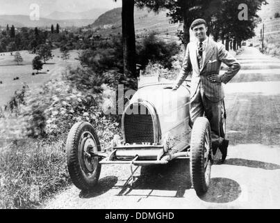 Louis Chiron with his Bugatti Type 51, near Molsheim, Alsace, France, 1931. Artist: Unknown Stock Photo