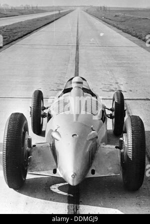 Bernd Rosemeyer in Auto Union record-breaking car, 1937. Artist: Unknown Stock Photo