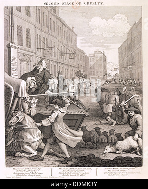 'Second Stage of Cruelty', plate II from The Four Stages of Cruelty, 1751. Artist: Anon Stock Photo