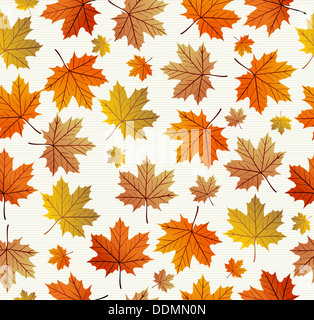 Vintage autumn tree leaves seamless pattern background. EPS10 vector file with transparency for easy editing. Stock Photo