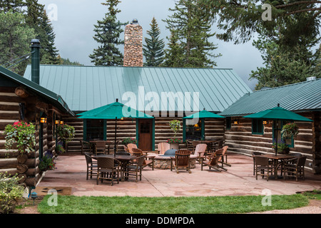 Lodge and deck, Broadmoor Ranch at Emerald Valley, Colorado Springs, Colorado. Stock Photo