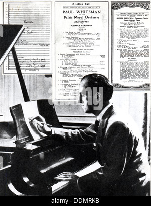 George Gershwin (1898-1937) at work. Artist: Unknown Stock Photo
