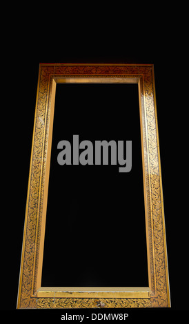 Thai frame, carving golden wood decorated in Thai style door frame Stock Photo