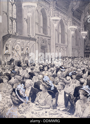 Banquet at the Guildhall, London, 1908. Artist: Anon Stock Photo