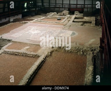 Mosaic floor, the Dining Room and Audience Chamber, Lullingstone Roman Villa, Eynsford, Kent, 1991. Artist: J Bailey Stock Photo